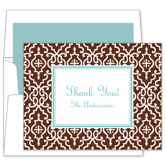 Chocolate Wrought Iron Foldover Note Cards